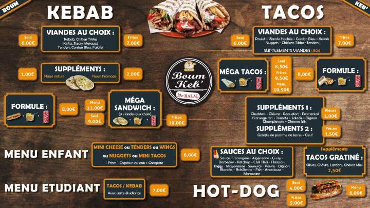 Carte menu Saint-Gaudens